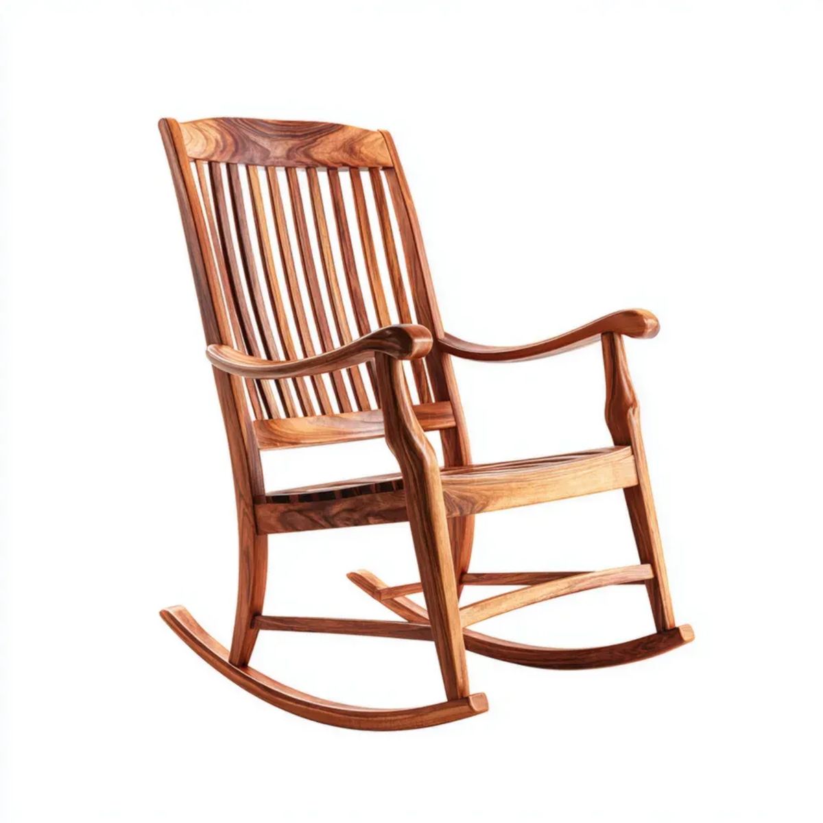 Drewniany fotel bujany ogrodowy brązowy z litego drewna akacjowego, 65 × 100 × 115 cm