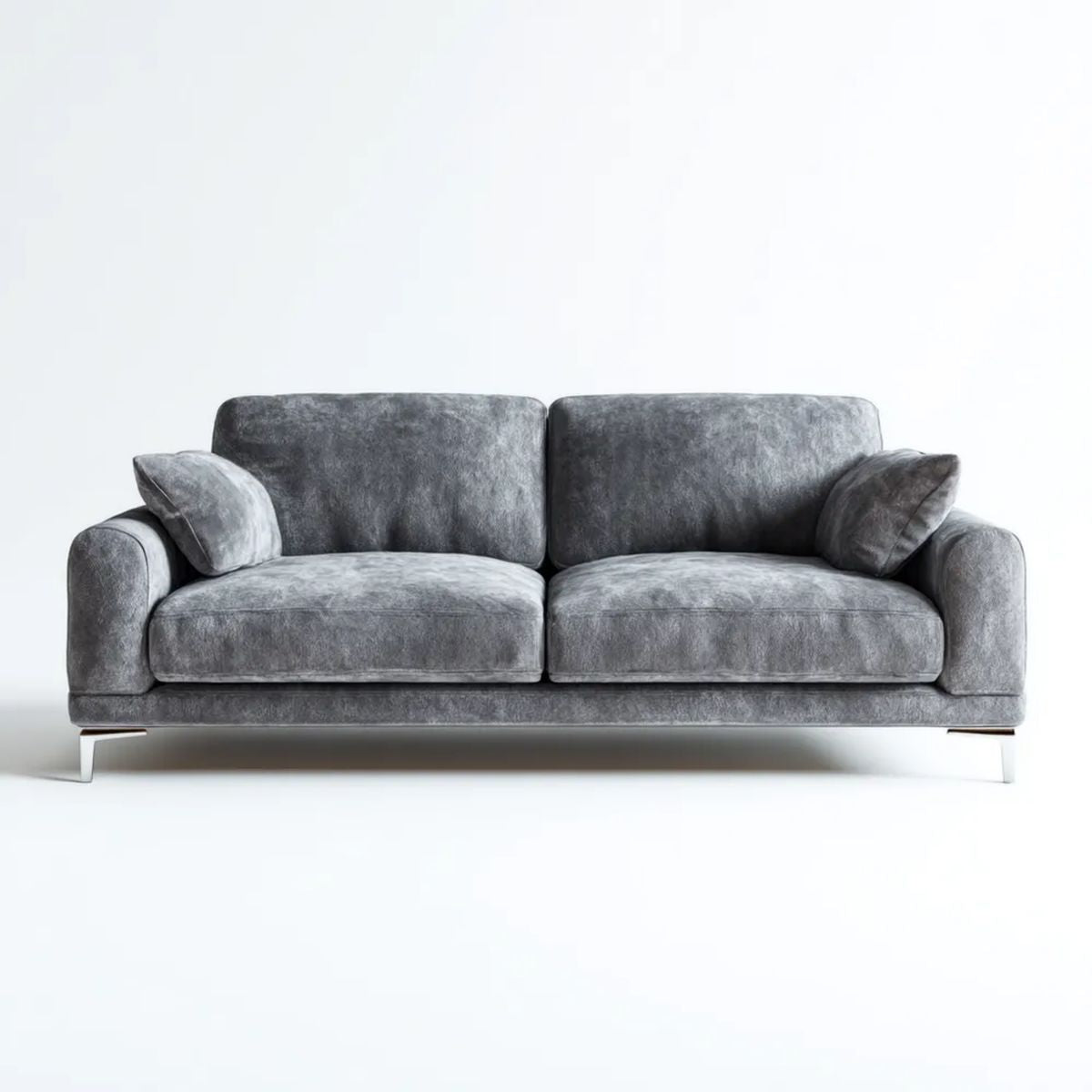 Dwuosobowa sofa z aksamitną tapicerką, szara, 180 x 90 x 85 cm