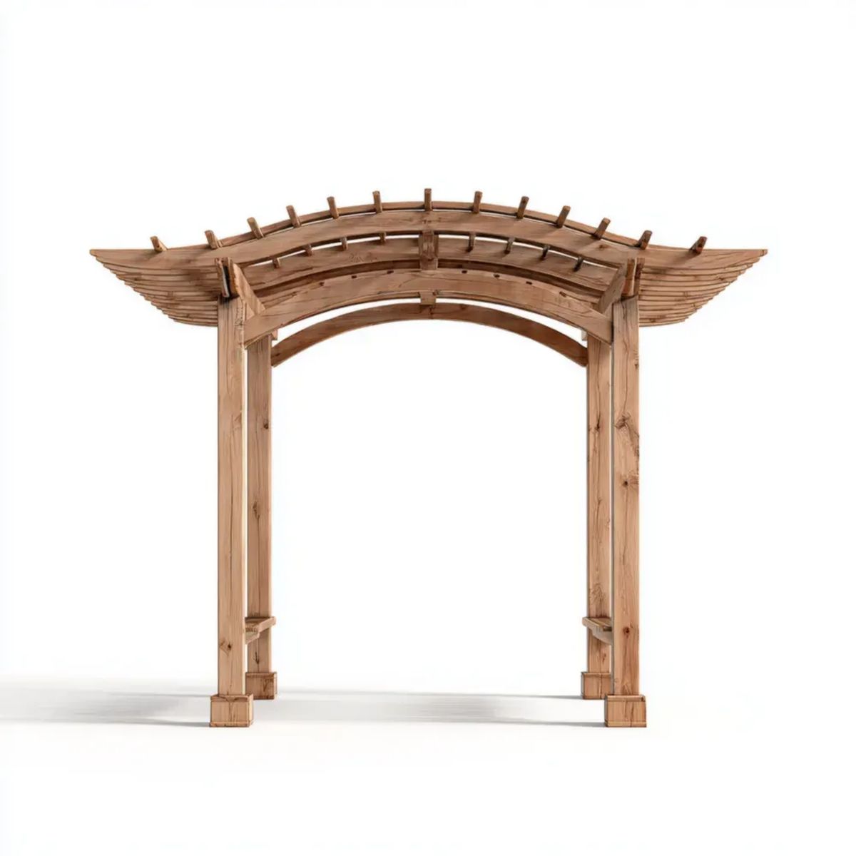 Łukowa pergola ogrodowa z drewna, naturalny brąz, 220 × 72 × 220 cm