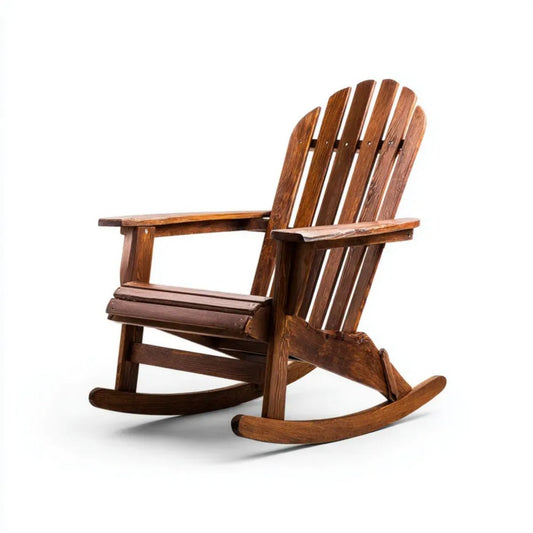 Ogrodowy fotel bujany Adirondack brązowy z litego drewna akacjowego, 89 x 69 x 98 cm