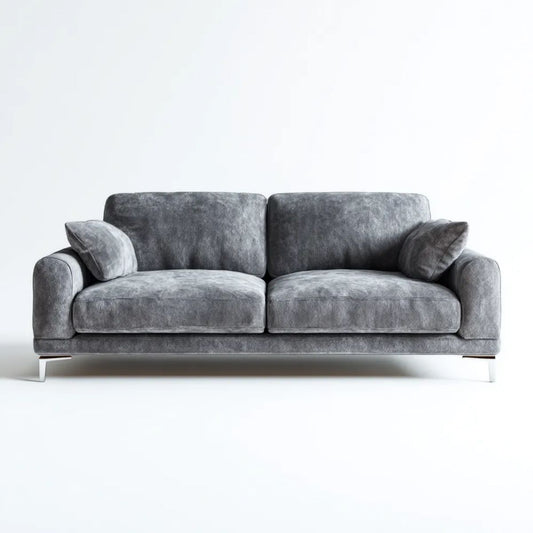 Dwuosobowa sofa z aksamitną tapicerką, szara, 180 x 90 x 85 cm
