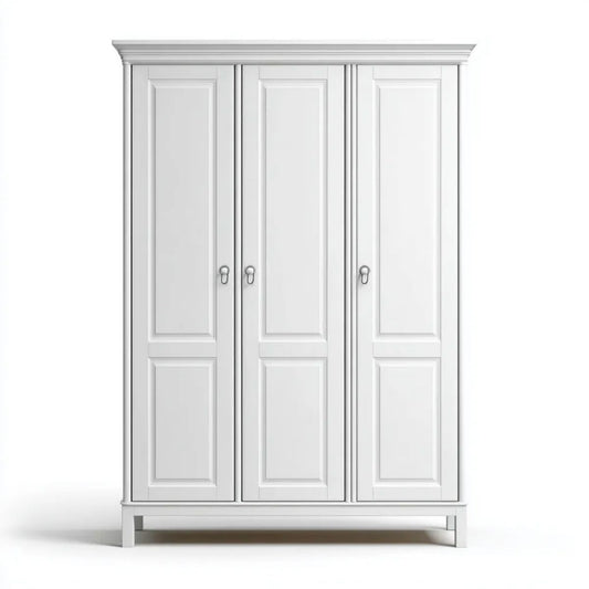 Biała trzydrzwiowa szafa z płyty MDF 150 x 60 x 210 cm