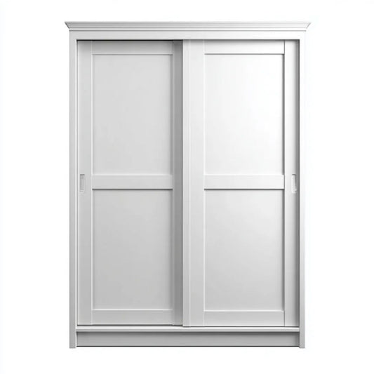 Biała szafa przesuwna z płyty wiórowej laminowanej 150 × 60 × 200 cm