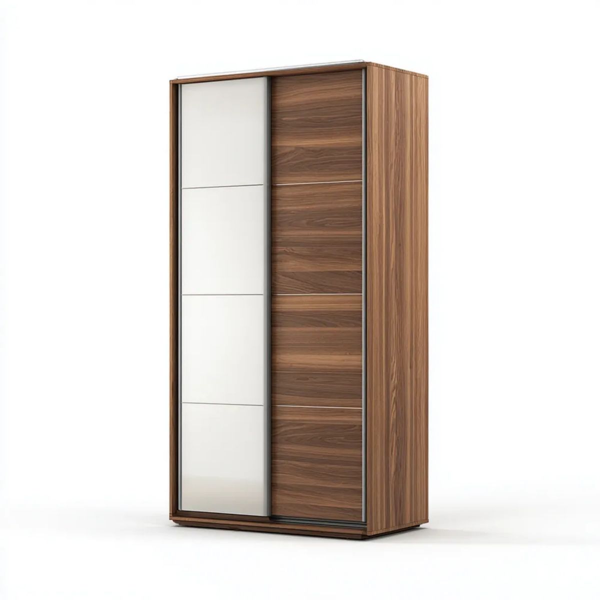 Szafa przesuwna z lustrem z płyty wiórowej laminowanej Orzech/Biały 120 x 60 x 200 cm