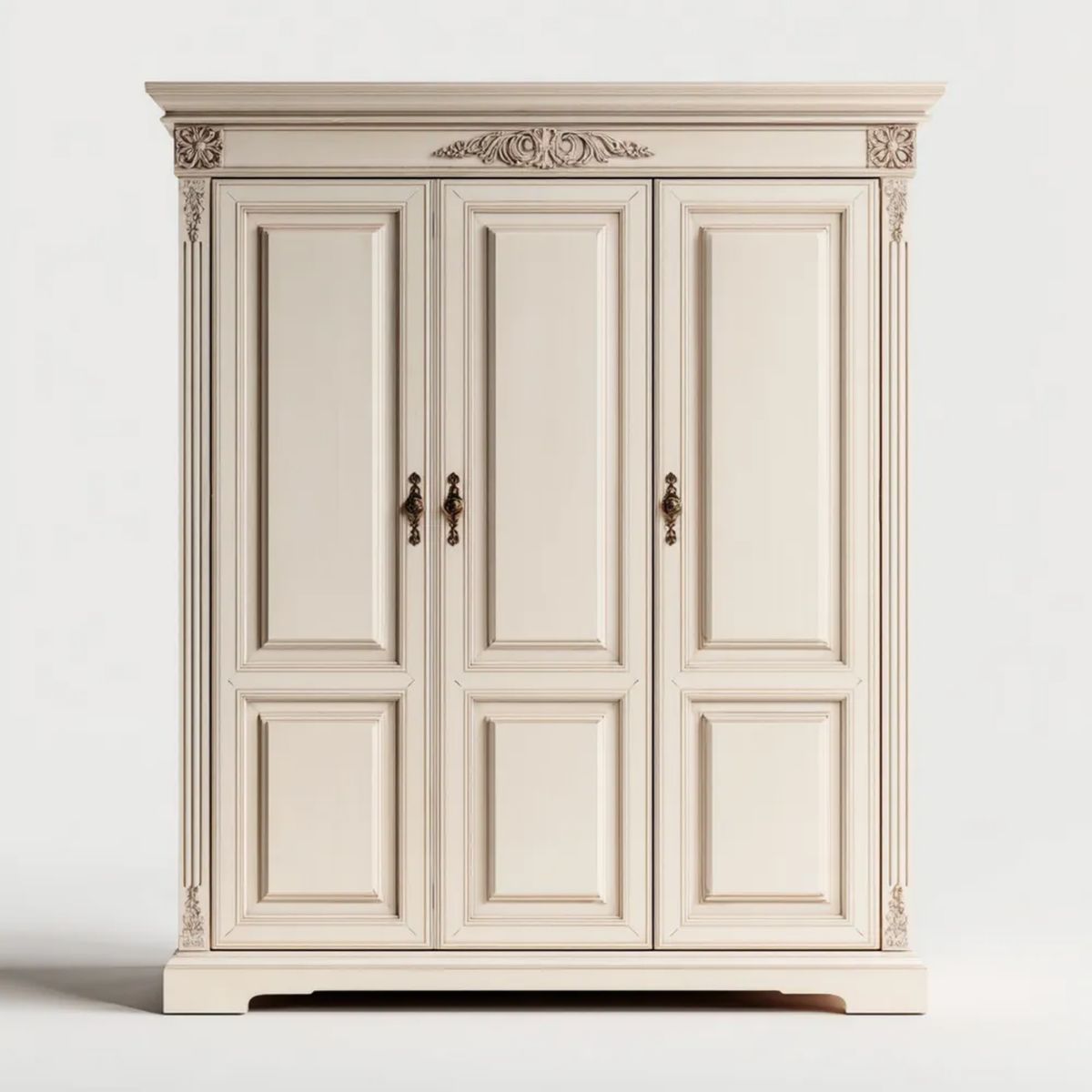 Kremowa trzydrzwiowa szafa do sypialni z płyty MDF 160 x 60 x 220 cm