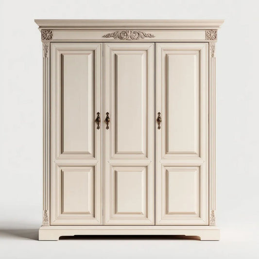 Kremowa trzydrzwiowa szafa do sypialni z płyty MDF 160 x 60 x 220 cm