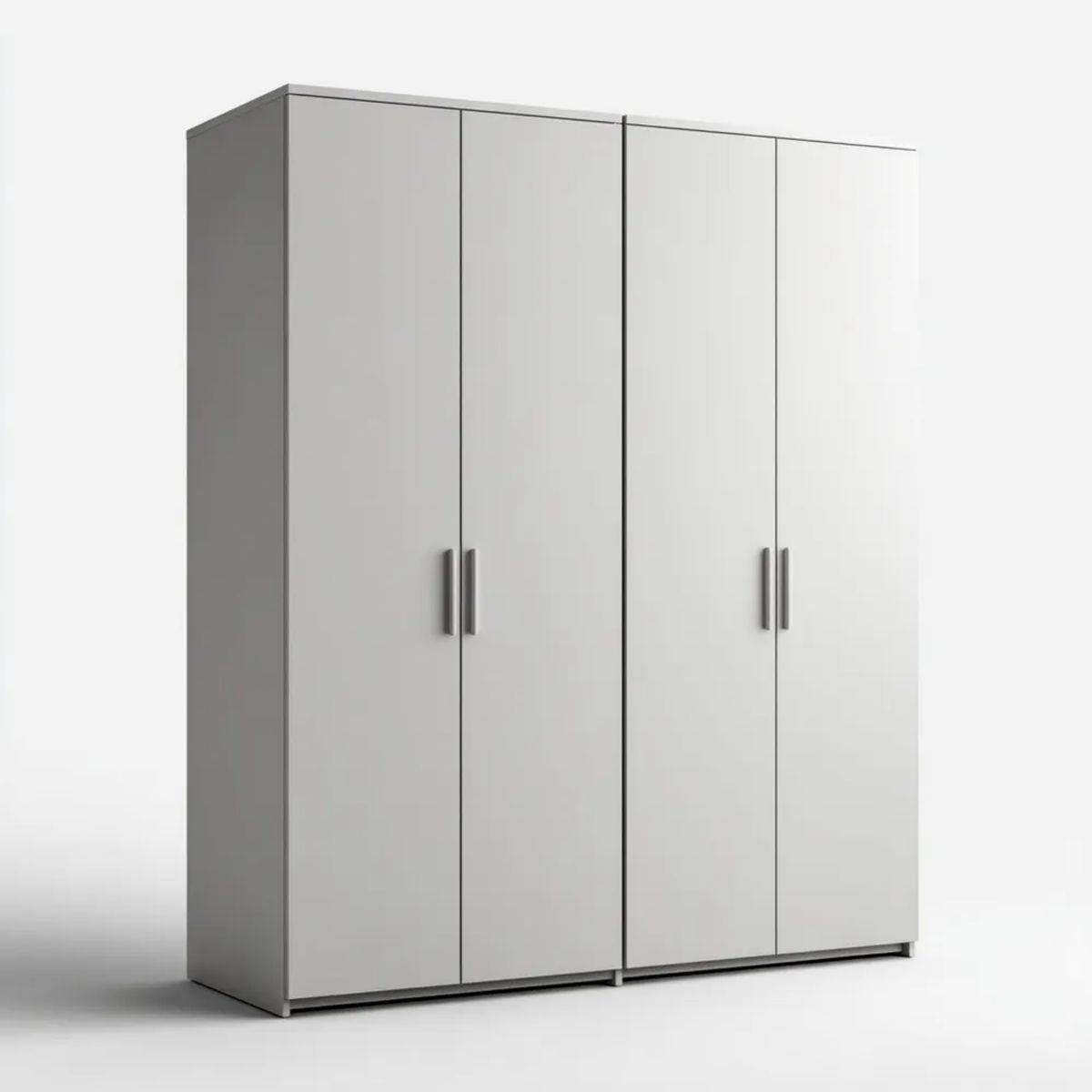 Biała czterodrzwiowa szafa z płyty wiórowej laminowanej 200 × 52 × 200 cm