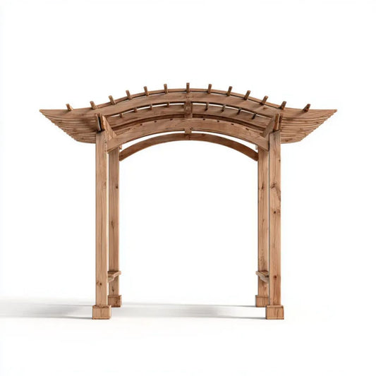 Łukowa pergola ogrodowa z drewna, naturalny brąz, 220 × 72 × 220 cm