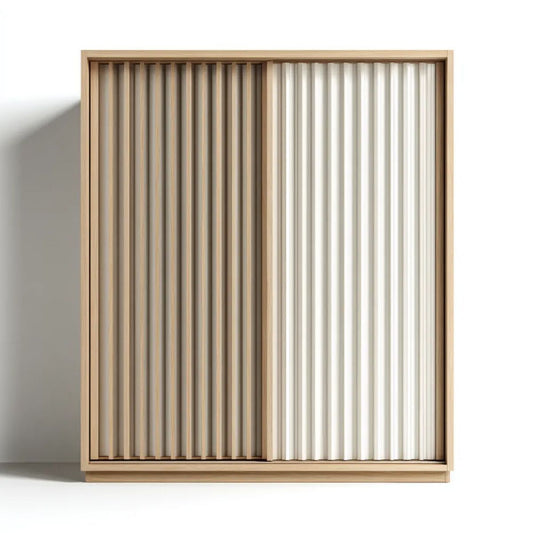 Szafa przesuwna z płyty MDF w kolorze naturalnego dębu i kremowym, 200 × 60 × 220 cm