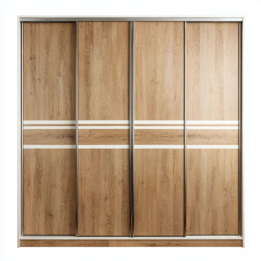 Szafa przesuwna 4-drzwiowa z płyty laminowanej, dąb sonoma, 250 × 62 × 220 cm